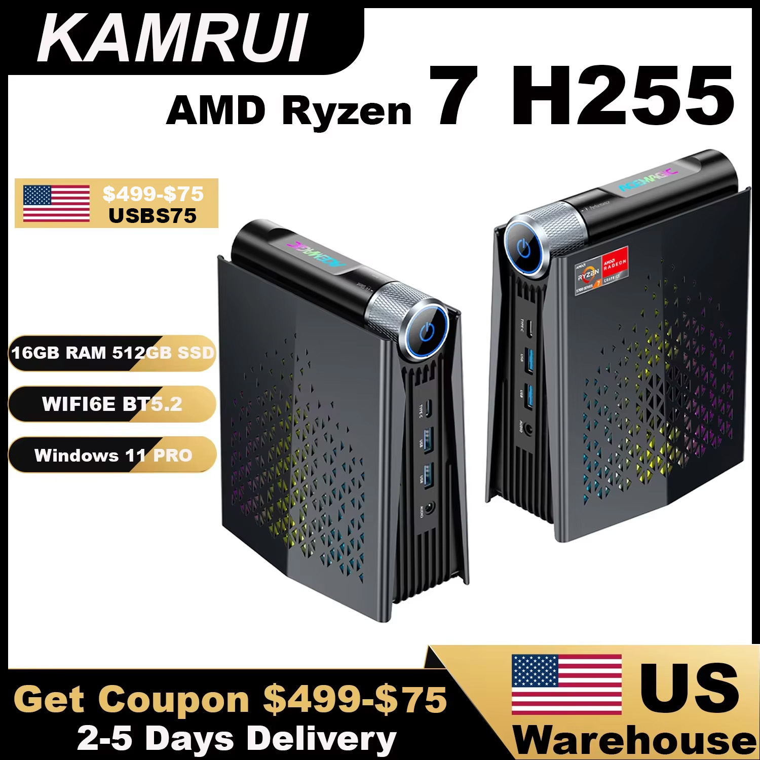 Pc Gaming Ryzen - Игровой мини-ПК KAMRUI Ryzen 7 H255,